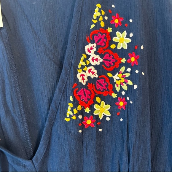 Time and Tru Blue Embellished bathing suit cover-up missy size 16-18 - Picture 4 of 9